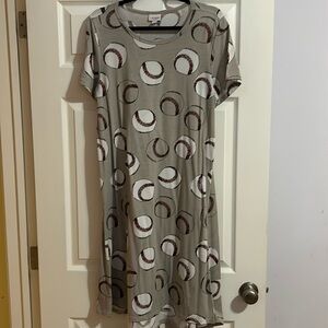 Grey LulaRoe baseball dress size adult L short sleeve